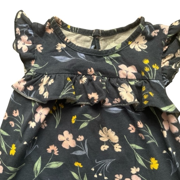 Carter’s casual play floral grey baby Girl dress 3T short ruffle sleeve button - Picture 6 of 11